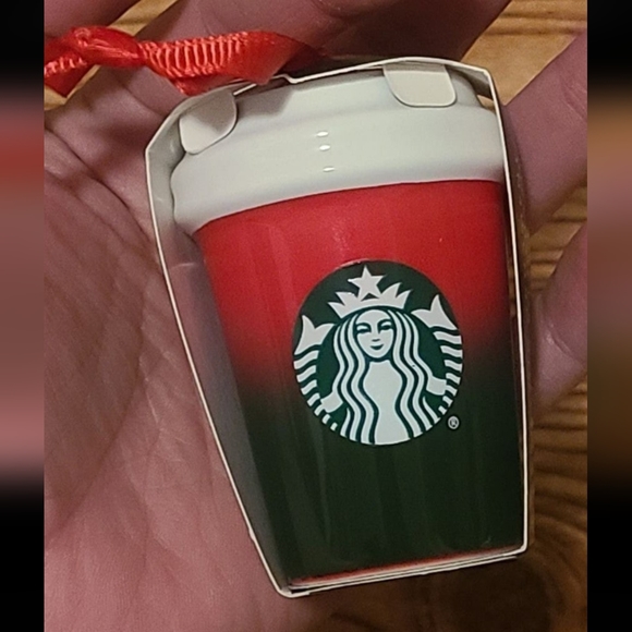 Starbucks Other - Starbucks Hot Cup Ceramic Christmas Ornament Red & Green